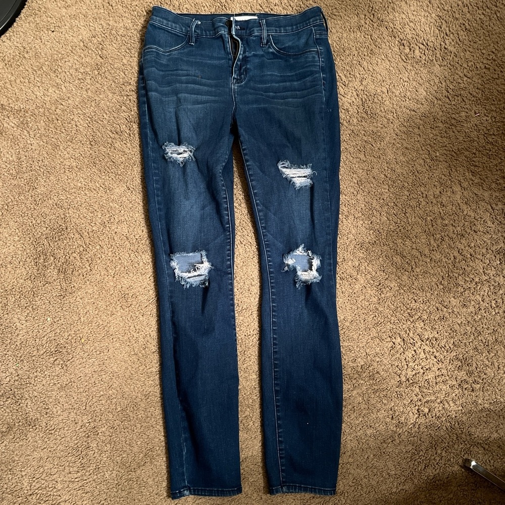 PacSun Dark Blue Distressed Skinny Jeans